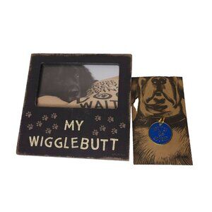Dog Lover's Gift Set My Wigglebutt Frame and Adopted and Adored Collar Charm